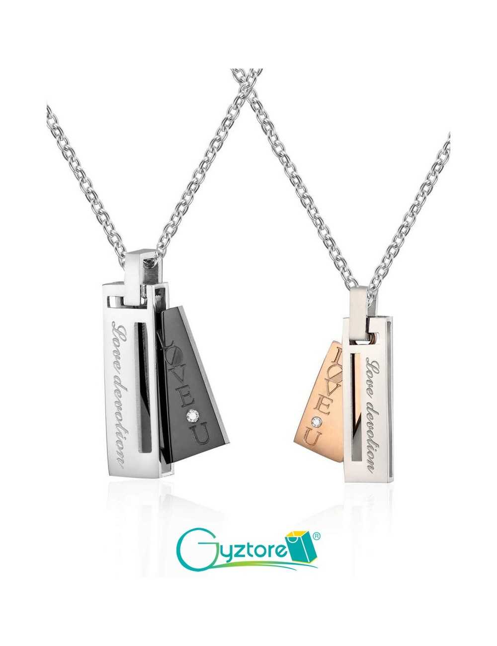 Collar rectangular King and Queen acero inoxidable