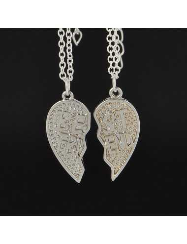Collar BFF Plateado diseño dots