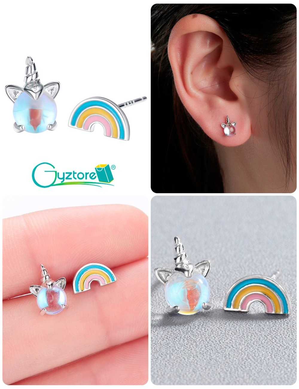 Aretes de unicornio y arcoíris