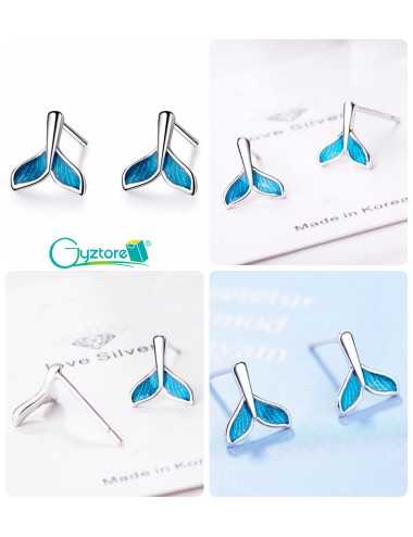 Aretes cola de sirena azul