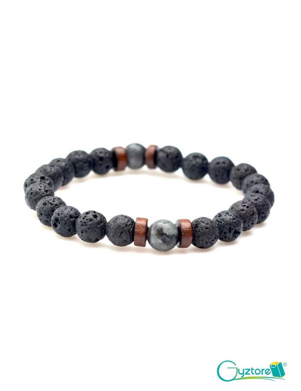 Brazalete negro para hombre piedra natural