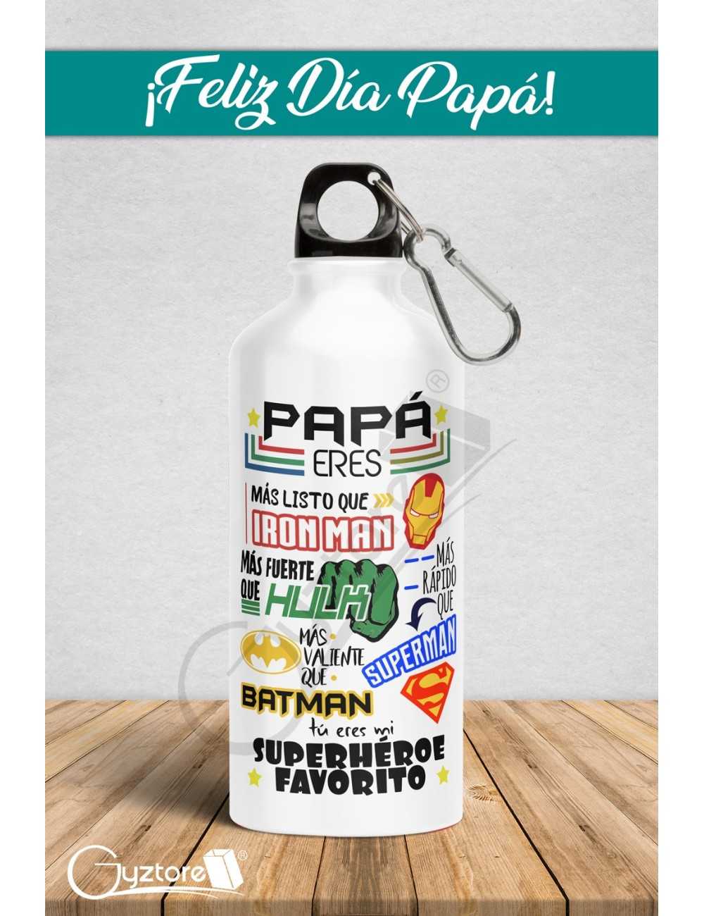 Botella para papá "Mi superhéroe favorito"