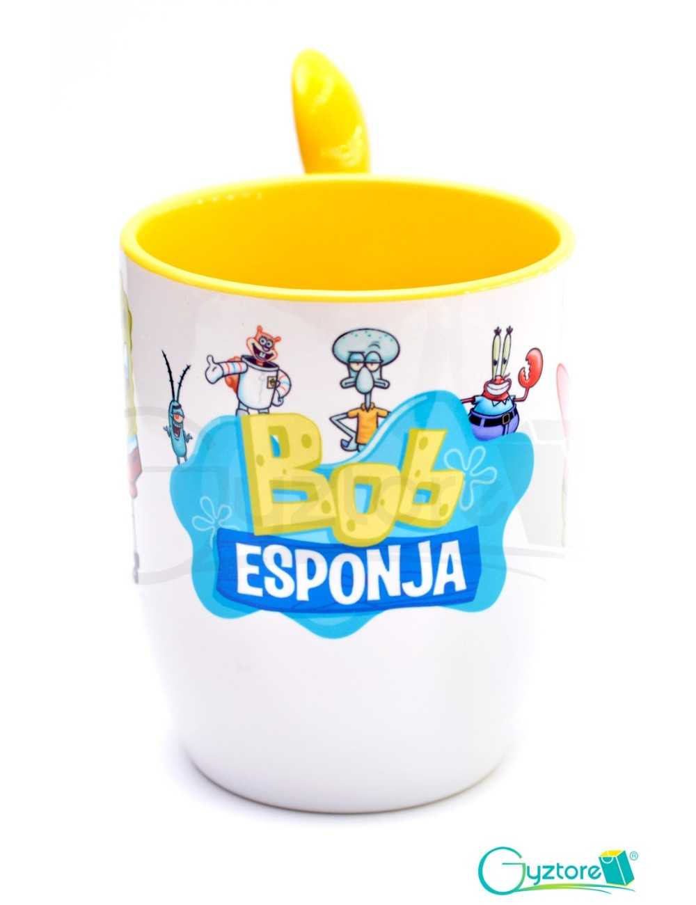 Taza de cerámica con cuchara diseño  “Bob Esponja”