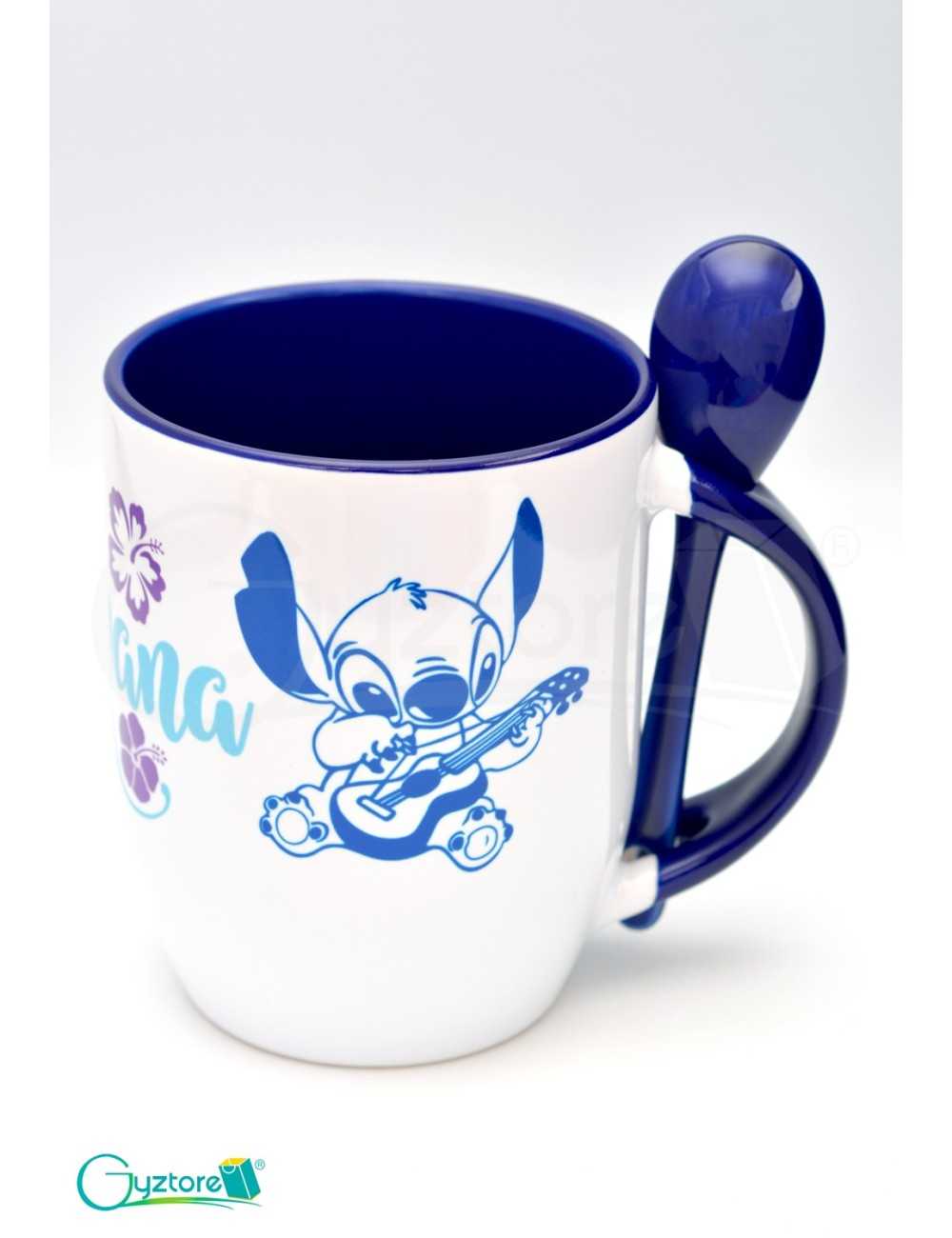 Taza de cerámica con cuchara diseño  “Stitch”