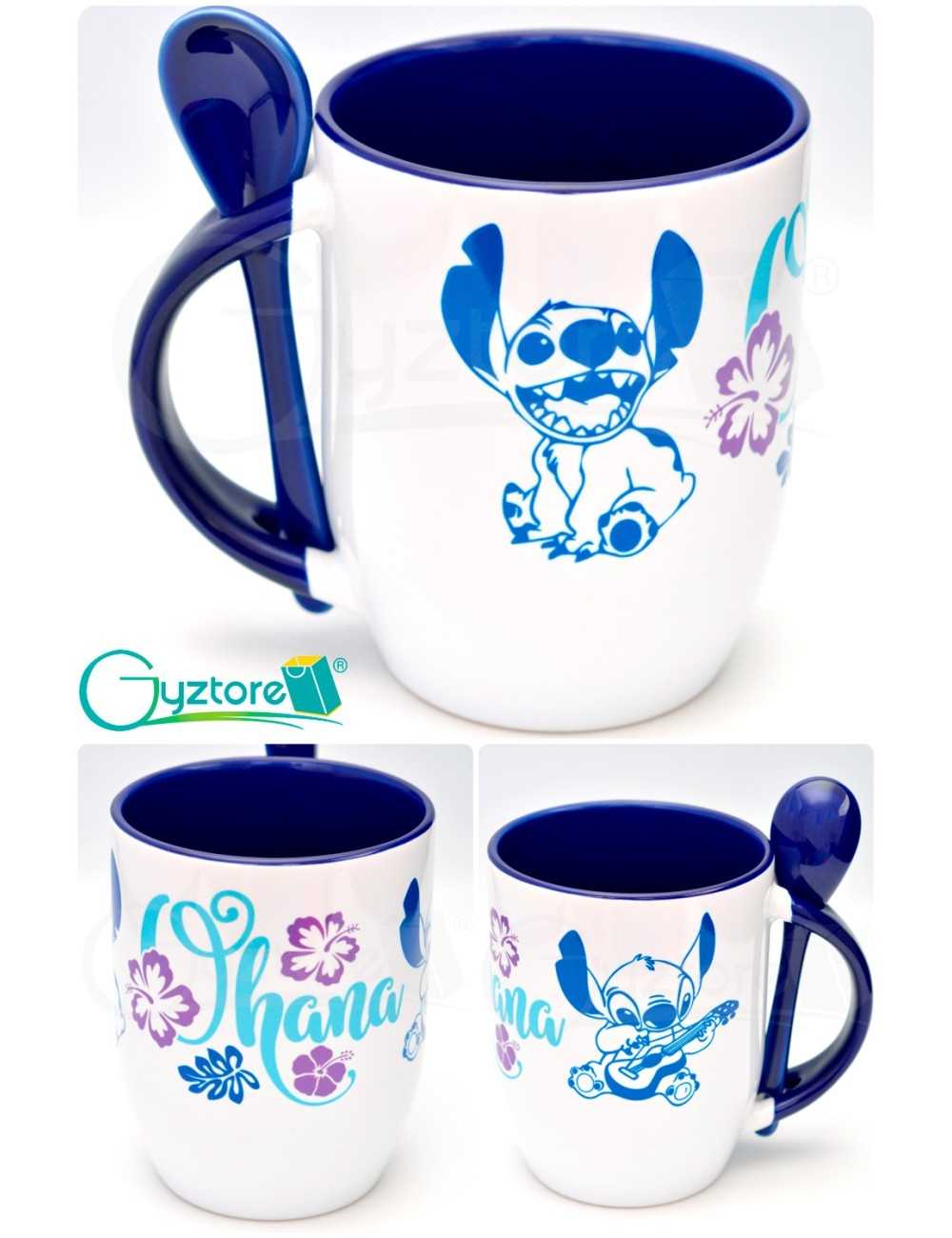 Taza de cerámica con cuchara diseño  “Stitch”