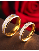 Anillos para parejas de acero inoxidable dorado con plateado "Forever Love"