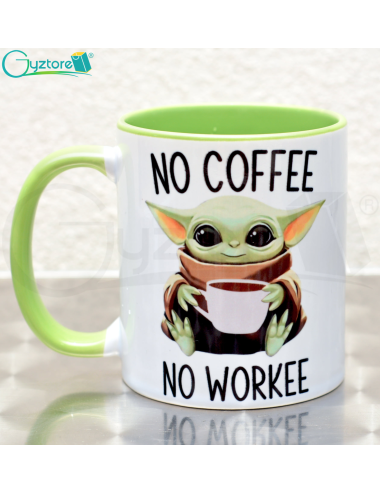 Taza Baby Yoda "No workee no coffee"