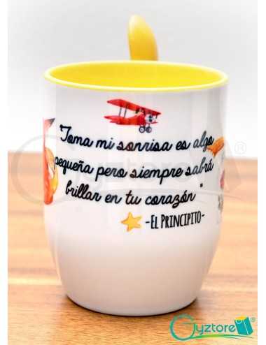 Taza de cerámica con cuchara diseño de El Principito