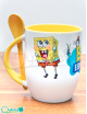 Taza de cerámica con cuchara diseño  “Bob Esponja”