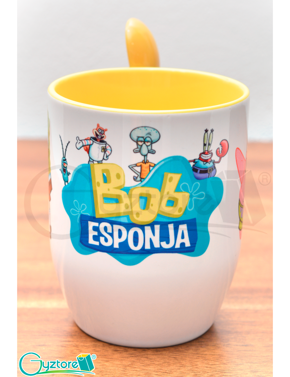 Taza de cerámica con cuchara diseño  “Bob Esponja”