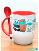 Taza de cerámica con cuchara diseño  “Osos Escandalosos”