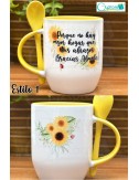 Taza de cerámica con cuchara diseños para mamá