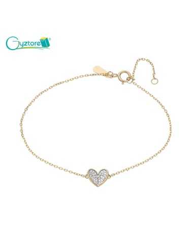 Pulsera de corazón plata 925 baño de oro 18k