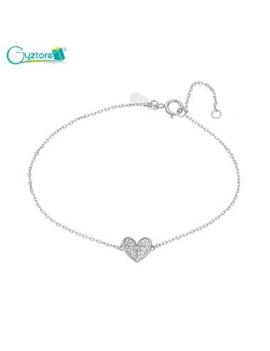 Pulsera de corazón plata 925 baño de oro 18k