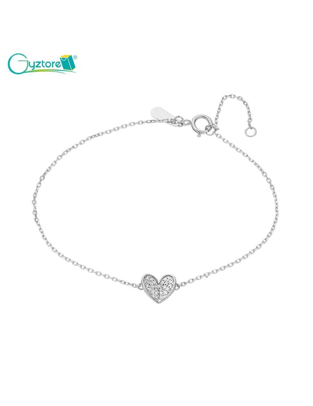 Pulsera de corazón plata 925 baño de oro 18k