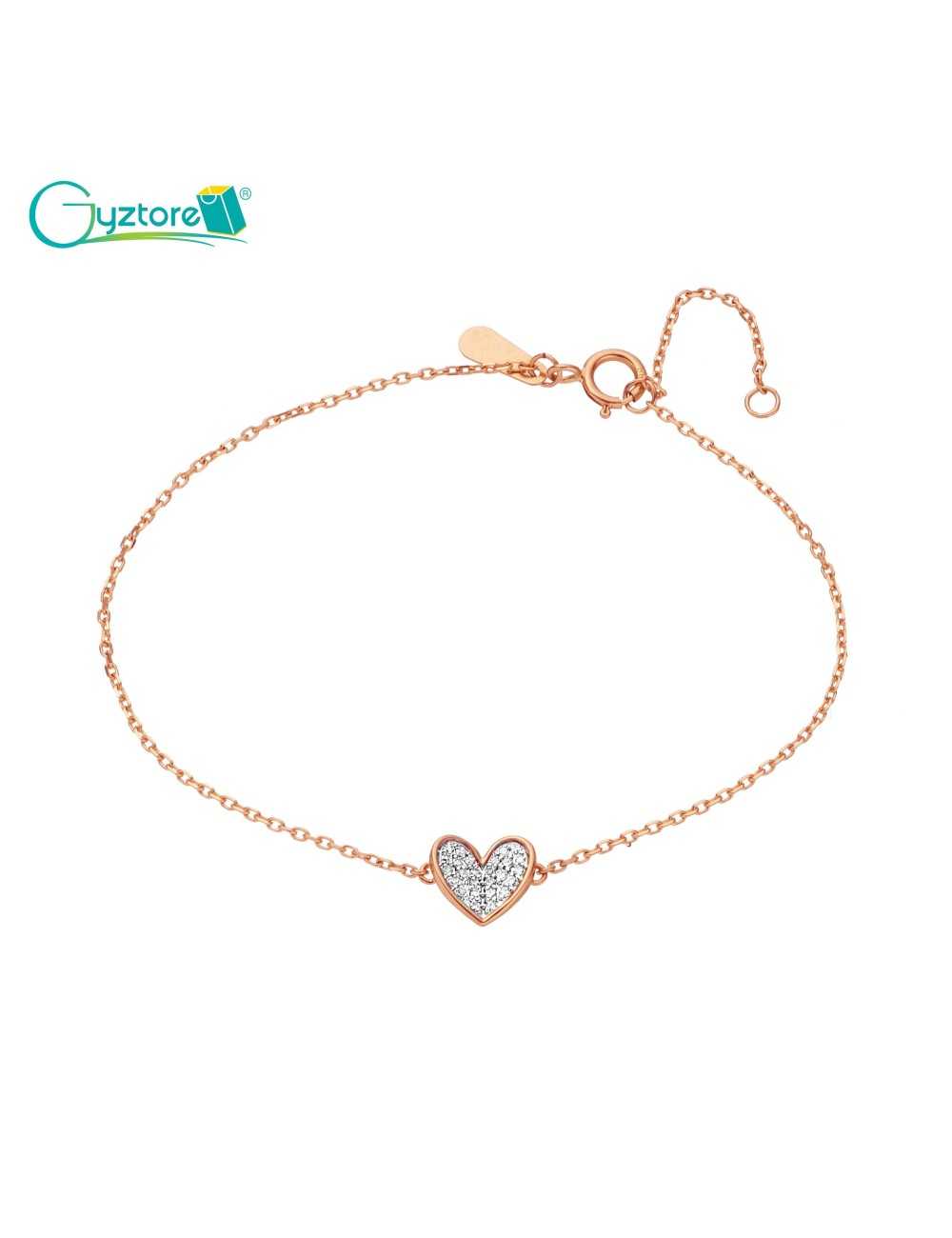 Pulsera de corazón plata 925 baño de oro 18k