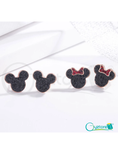 Aretes de titanio diseño Mickey & Minnie