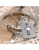 Collar con llave que abre pulsera de corazón acero inoxidable