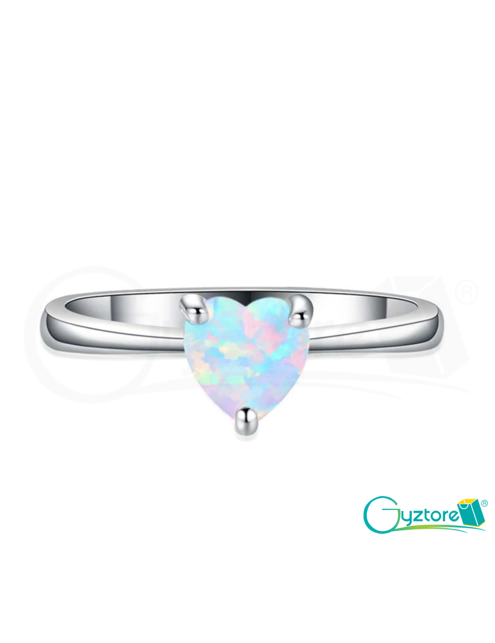 Anillo plata 925 ópalo blanco de corazón