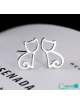 Aretes diseño de gatito plata 925