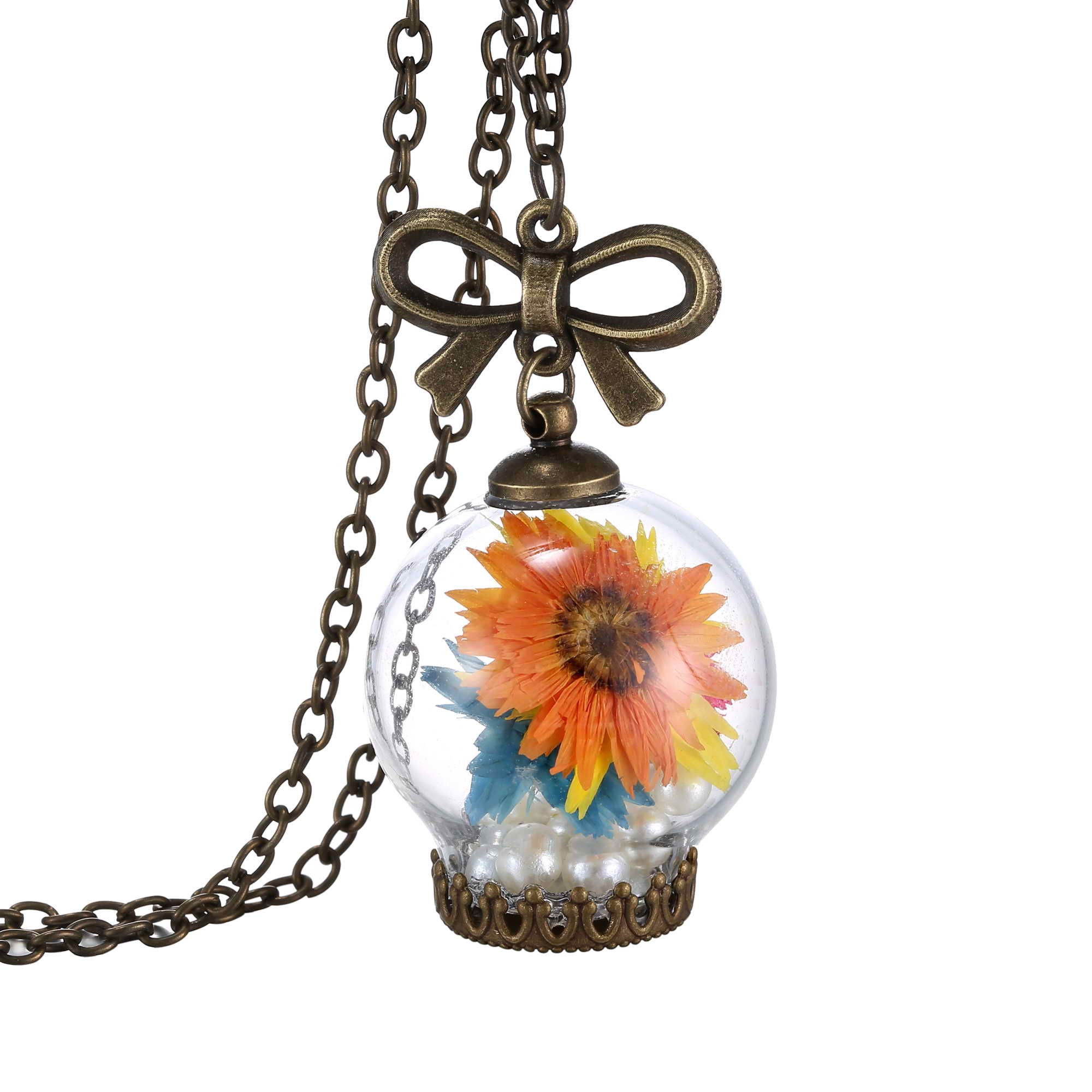 Collar encapsulado con flores de colores Collar encapsulado con flores de colores