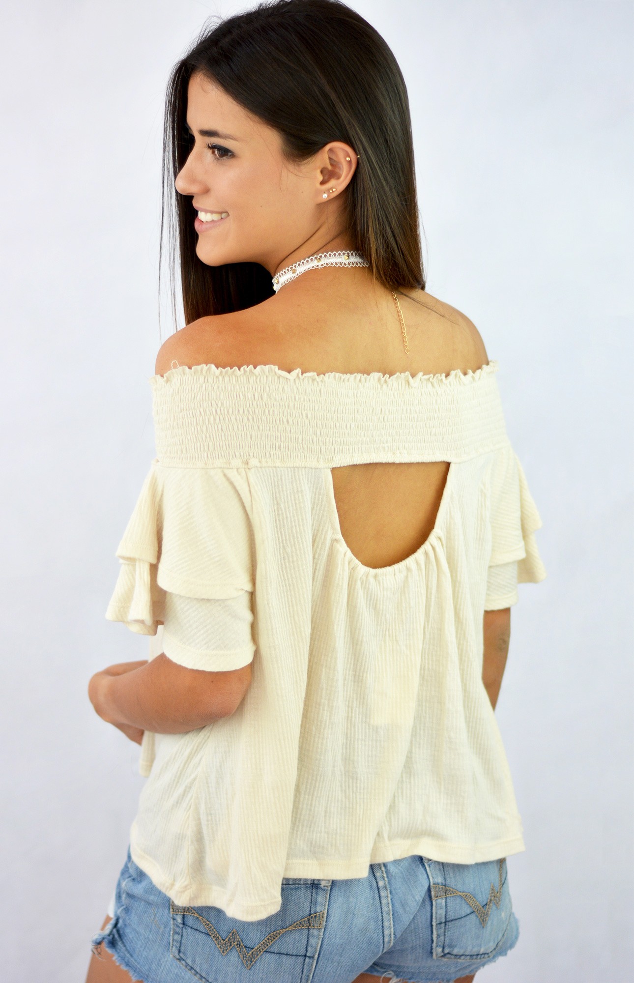 Blusa con elastico en los hombros best sale