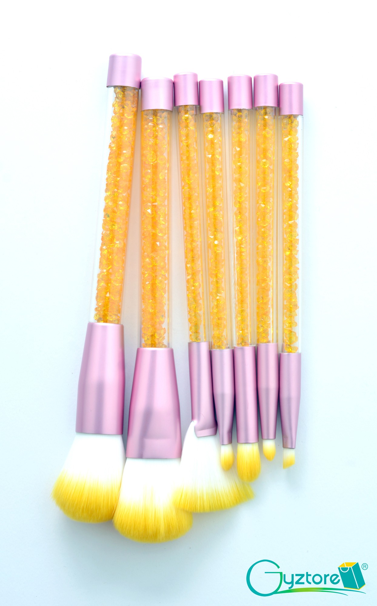 Set 7 brochas piedras encapsuladas color amarillo con estuche