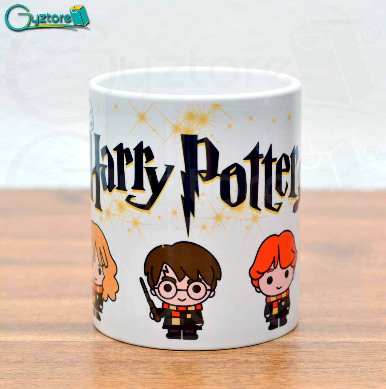 Taza blanca diseño de Harry Potter