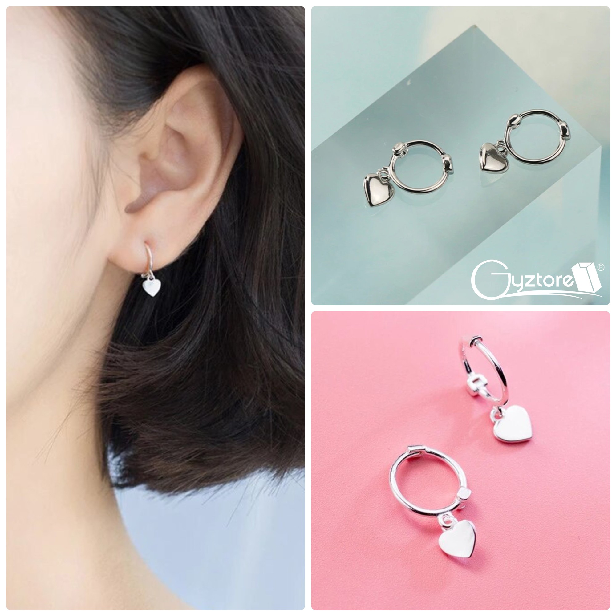 Aretes 925 argolla pequeña corazón