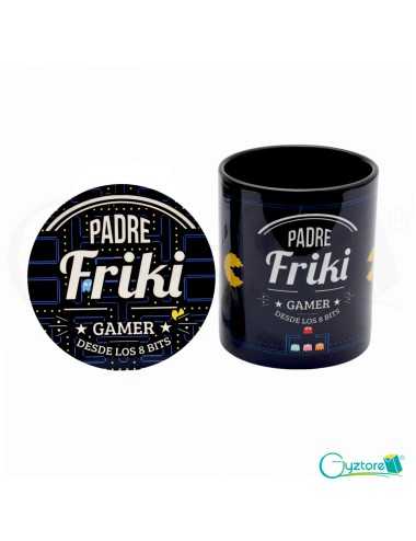 Combo para papá: Posavasos + taza negra "Papá Friki"
