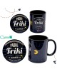 Combo para papá: Posavasos + taza negra "Papá Friki"