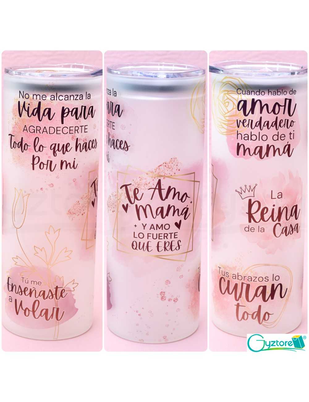 Botella tumbler de vidrio glaseado diseños para mamá