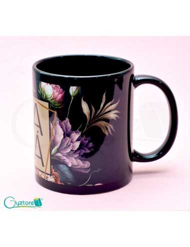 Taza negra de cerámica con diseño para Mamá
