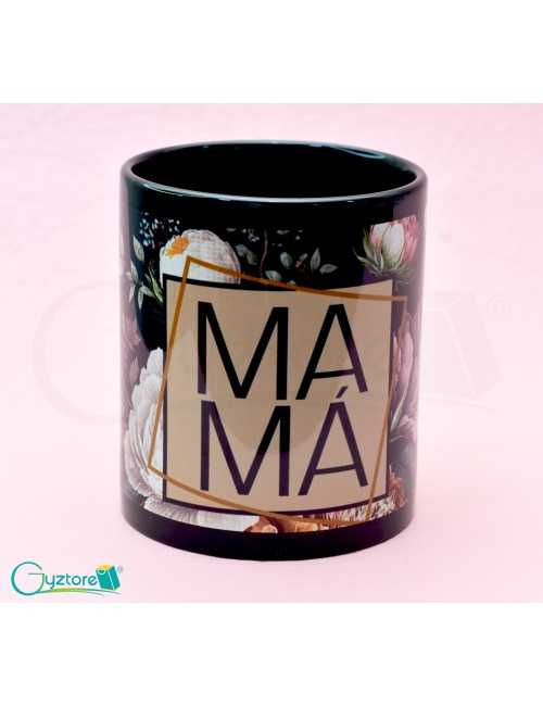 Taza negra de cerámica con diseño para Mamá