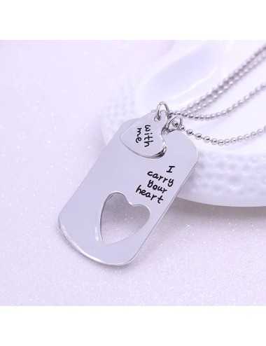 Collar para pareja "I carry your heart with me"