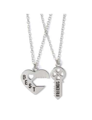Collar para dos amigos "BFF" con dije de llave y corazón