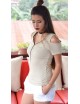 Blusa discreet con zipper frontal hombros descubiertos