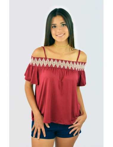 Blusa hombros descubiertos con elástico diseño tribal