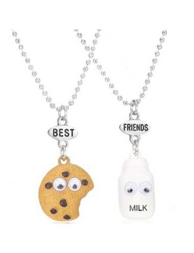 Collar para 2 BFFs dije Galleta y Leche