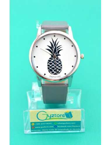 Reloj Fondo de Piña Plateada