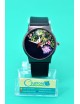 Reloj Negro con Estampado de Flores