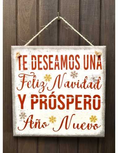 Cuadro artesanal "Te deseamos una Feliz Navidad"