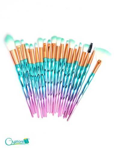 Set de 20 brochas diseño diamante menta con rosado