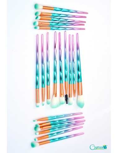 Set de 20 brochas diseño diamante menta con rosado