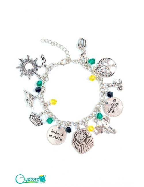 Pulsera plateada ''El Rey León'' con dijes Pulsera plateada ''El Rey León'' con dijes