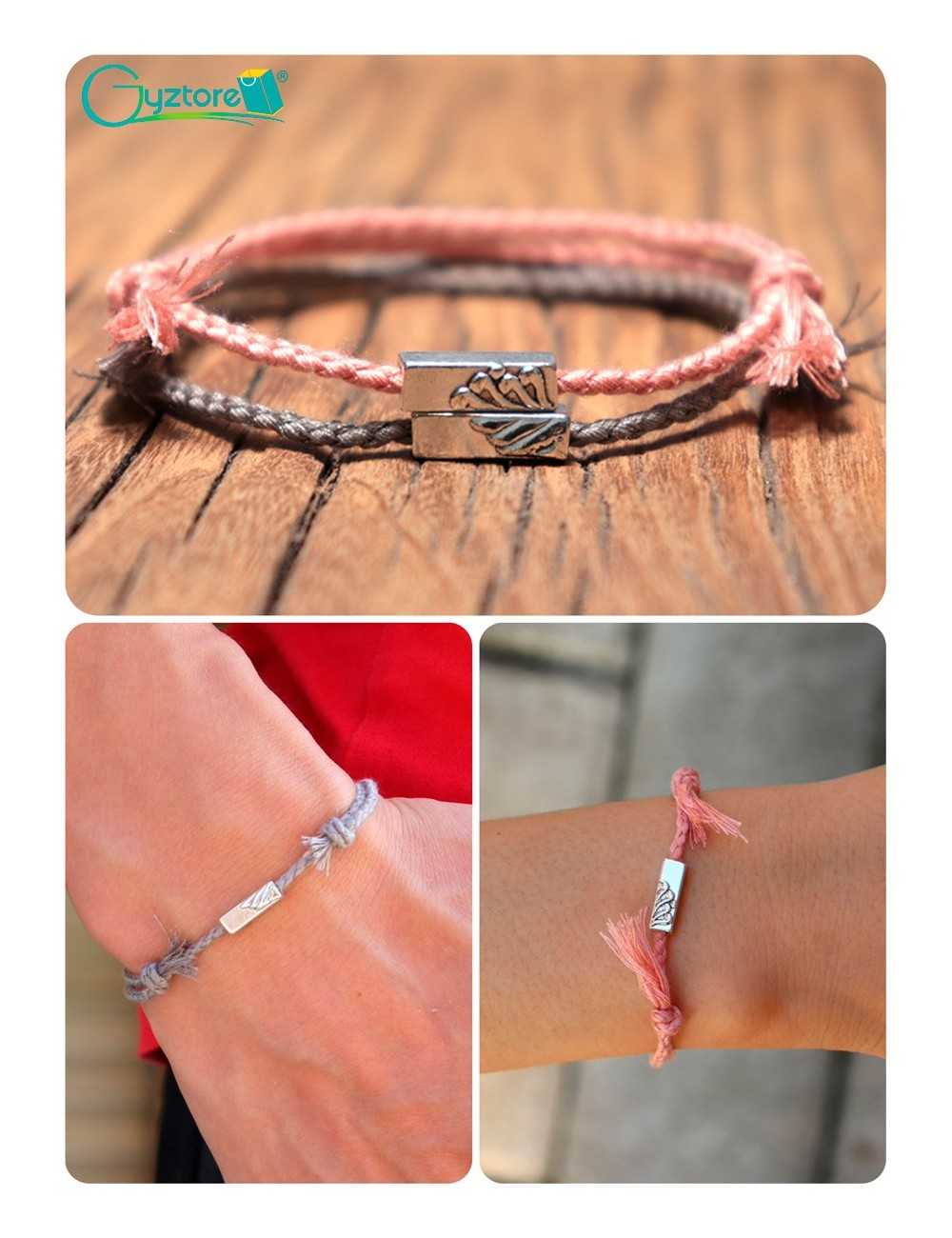 Pulseras para parejas gris y rosada