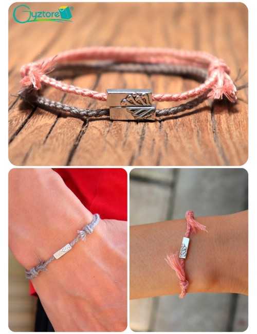 Pulseras para parejas gris y rosada Pulseras para parejas gris y rosada