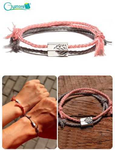Pulseras para parejas gris y rosada