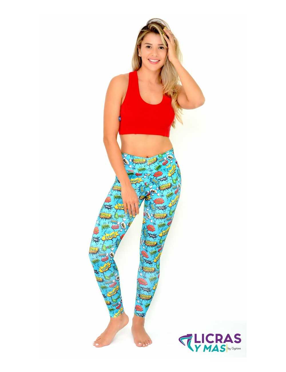 Licras tubo supplex diseño turquesa estampado
