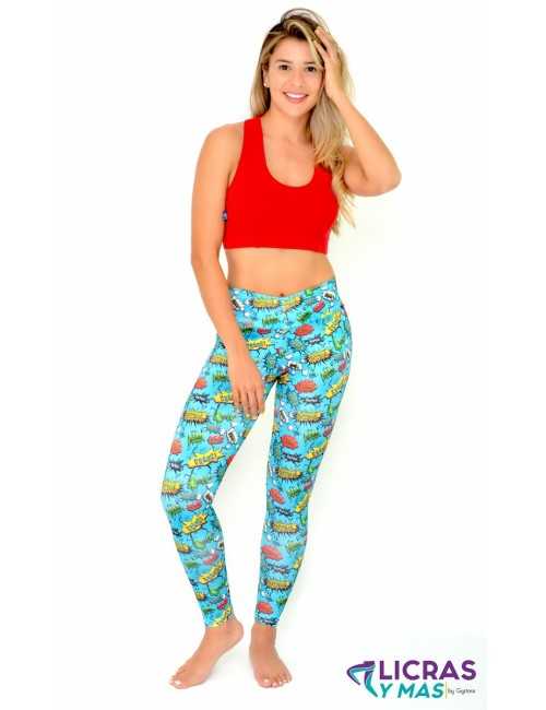 Licras tubo supplex diseño turquesa estampado Licras tubo supplex diseño turquesa estampado